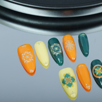 Uñas artificiales hechas a mano con colores brillantes y patrones florales; Fábrica de alta calidad reutilizable al por mayor.