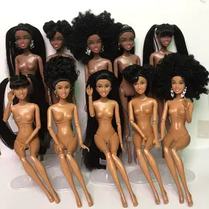 Muñeca de cuerpo desnudo, muñeca africana de piel negra de 12 pulgadas, venta al por mayor de fábrica