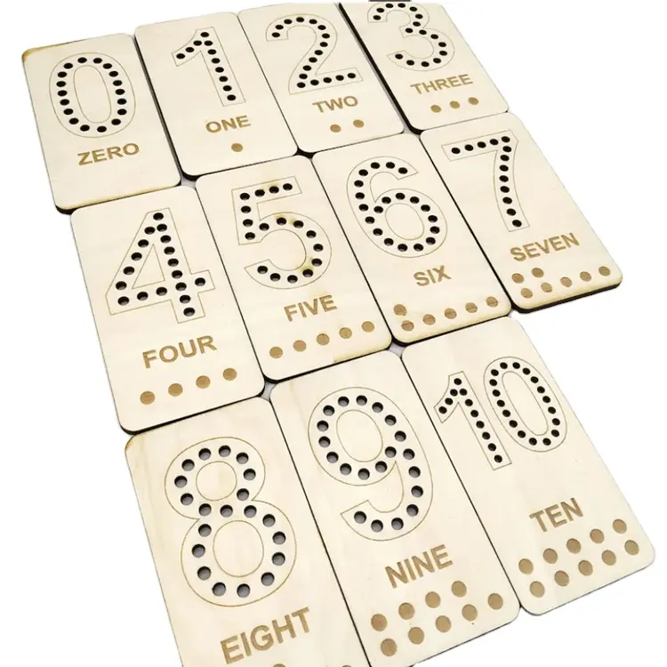 Wooden Numbers Math Educational Lacing Toy  Montessori Counting Learning Board