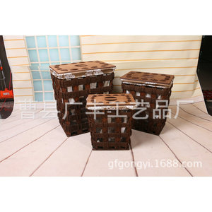 Cesto de lavandería de mimbre rectangular marrón, tipo vertical, para almacenamiento de ropa, Cao County, Shandong, GF 08 - Product Image 4