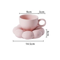 Tasse à Café en Céramique Tournesol Originale, Tasse à Latte Mignonne, Tasse de Bureau, Tasse à Thé avec Soucoupe, Ensemble de 200 Ml (6,7 Oz)
