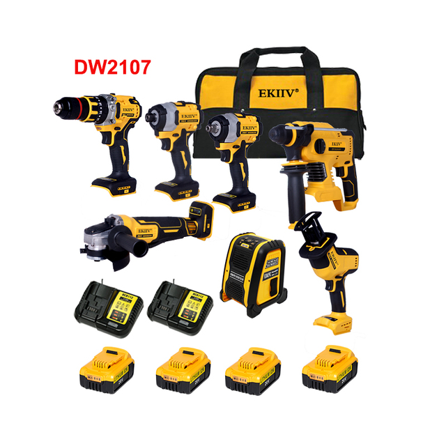 EKIIV Factory 21v Portable Electric Cordless Screwdriver 18V Compact Wireless Impact Drill Lithium Battery Hand Tool Kit Set