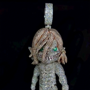 Custom Iced Out Luxury Cartoon Pendant with Round Brilliant Cut VVS1 Moissanite Certified Sterling Silver - Product Image 1