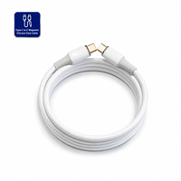 Câble de données magnétique en silicone Type-C vers Type-C, sensation douce au toucher, blanc, longueurs personnalisées pour tous les besoins, chargeur 100W