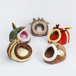 단색 패턴 애완동물 면 둥지 따뜻하고 푹신한 햄스터 케이지 탈부착 가능한 슬리퍼 고슴도치 골든베어 기니피그 토끼 침대 - Product Image 2