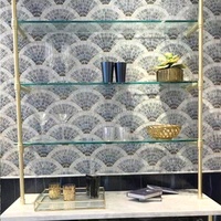 Mosaïque murale en verre découpé sur mesure à motif floral en forme d'éventail pour la décoration des murs et des sols