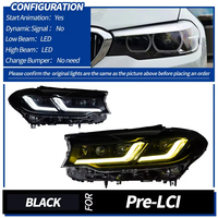 Faros LED de reequipamiento automático para BMW Serie 5 G30 G31 G38 Pre-LCI, carcasa negra, DRL de doble tono, faro delantero completo para actualización