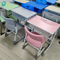 Ensemble de chaise et table d'étude réglables pour étudiants, table de classe avec rangement pour livres, mobilier scolaire en métal robuste