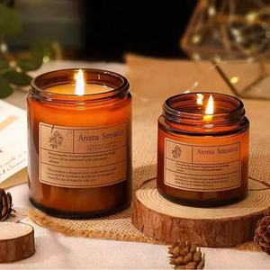 Cổ điển 8oz 250ml nến nồi với chải điểm nhấn vàng lý tưởng cho việc tạo ra tùy chỉnh sáp thơm tan chảy hổ phách lọ thủy tinh - Product Image 4