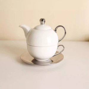 Céramique française légère luxe après-midi thé café sous-pot un pot une tasse soucoupe ensemble - Product Image 4