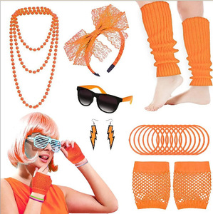 Ensemble de survêtement néon holographique pour <span class=keywords><strong>femme</strong></span> des années <span class=keywords><strong>80</strong></span>, comprenant un portefeuille, un bandeau tricoté chaud et un bracelet, idéal pour le yoga, la course à pied et la randonnée - Product Image 3