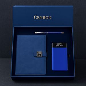 Classic Corporate Gift Bundle, <b>Refillable</b> Diary, Metal <b>Pen</b> and Smart Display Power Bank, Custom Gold Foil Logo Available - Product Image 3