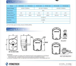 <span class=keywords><strong>FengTech</strong></span> AC24/120/230V 3.5N.M HVAC Amortisseurs Accessoires Amortisseur Actionneur Motorisé - Product Image 5