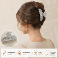 Pince à cheveux élégante personnalisée en acétate avec perles et strass, grande pince à cheveux motif marbre style français, vente en gros pour femmes