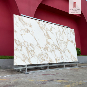 <span class=keywords><strong>Table</strong></span> de salle à manger rectangulaire en pierre frittée de 1600x3200 mm, texture marbre blanc doré mat, 12 mm d'épaisseur - Product Image 2