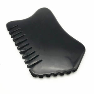 Gua Sha-peine de piedra <span class=keywords><strong>Natural</strong></span> para masaje Facial, piedra de jade, masajeador Facial con logotipo personalizado, color negro - Product Image 5