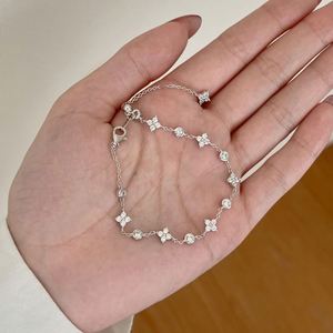 Dylam New Arrival Rhodium 18K Gold Plated Sterling Silver Link Chain 5A Zirconia Four Leaf <b>Clover</b> Flower Pendant <b>Bracelets</b> - Product Image 3