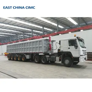 Xi lanh thủy lực 3 4 trục u loại 80 tấn kết thúc Dump Trailer phía sau Dumper tipper bán xe tải Trailer để bán