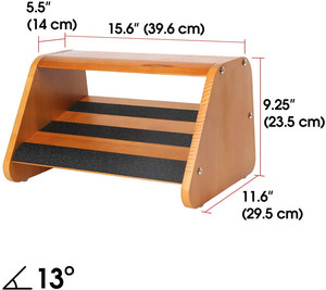 Doble de madera pie resto bajo escritorio reposapiés con superficie antideslizante pie taburete - Product Image 3