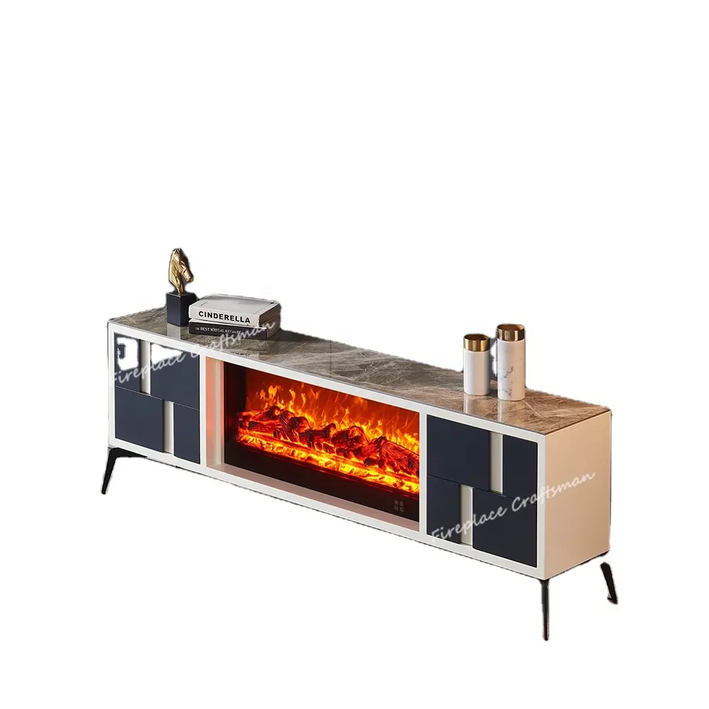 High quality wood electric fireplace tv stand with heater insert for sale 373