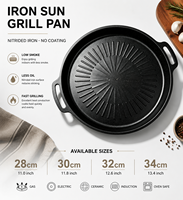 Plaque de cuisson Sun Ray Grill sans revêtement, en fer nitruisé, avec deux poignées, pour la cuisson de steaks à la maison, les barbecues, le camping en plein air, 28 cm, 34 cm