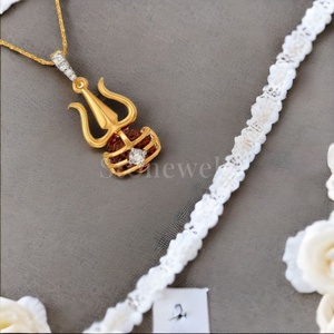 Tripund rudraksha ทอง/เงินเรียงรายเครื่องประดับดีจี้และเสน่ห์เพทาย/มอยส์ซาไนท์/แล็บปลูก/เพชรธรรมชาติ - Product Image 2