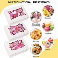 Boîtes à pâtisserie recyclables blanches avec fenêtre pour cadeaux de la Saint-Valentin, pour cookies, beignets au chocolat, cupcakes, muffins et desserts