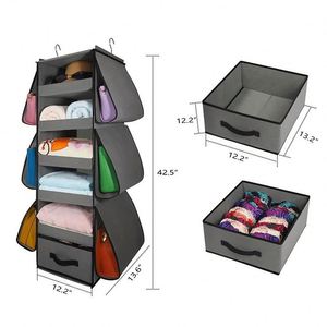 Hanging Closet Organizer <b>Collapsible</b> Hanging Closet Shelves Hanging Purse Handbag Organizer for Closet - Product Image 5