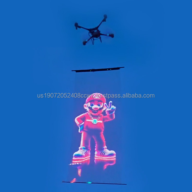 IP65 Rated Transparent Flying LED Display P30/P20/P15 Digital Poster Outdoor Advertising with Drone Suspension