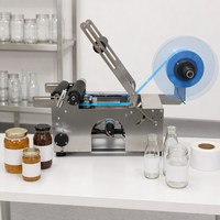 Machine d'étiquetage semi-automatique électrique pour bouteilles, étiquettes papier auto-duplex pour l'industrie alimentaire et des boissons, enveloppeuse de bureau à rouleaux