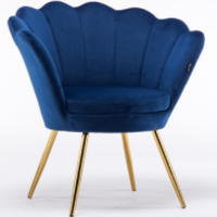 Farbige Möbel Puffy Tufted Velvet Flower Chair Metall bein Weiche Stühle für Beauty Living Room