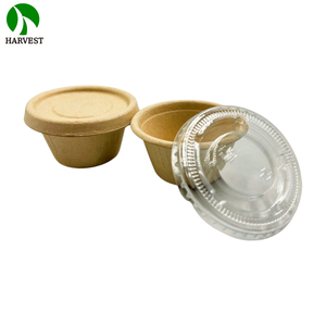 Vasos Redondos de Papel Kraft de 2 oz y 4 oz, Compostables, Desechables, para Salsas Picantes, con Tapa - Product Image 5
