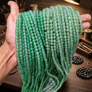 Natürliche Grüne Jade-Perlenkette Lose Edelsteinperlen Runde Polierte Perlen 8mm für Schmuckherstellung - Product Image 4