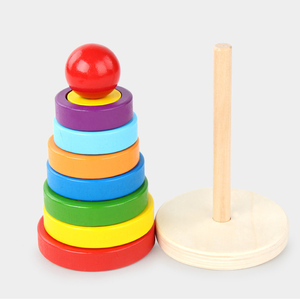 Torre Impilabile in Legno Arcobaleno, Gioco Educativo <span class=keywords><strong>per</strong></span> Bambini, Gioco di Abbinamento Forme e Colori - Product Image 6