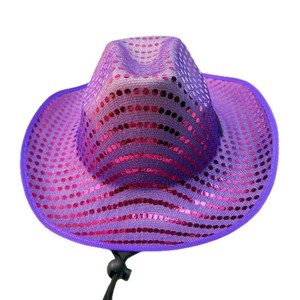 Chapeau de cowboy à paillettes scintillantes, chapeau de <span class=keywords><strong>cowgirl</strong></span> western avec sangle sous le menton pour cosplay et enterrement de vie de jeune fille - Product Image 5