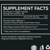 Complément alimentaire à base de plantes en marque privée OEM, capsules de racine de maca noire pour une puissance masculine accrue et l'augmentation des fesses et des hanches chez la femme