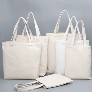 Stampa all'ingrosso Plain tela borse Tote borse in tessuto, con Logo stampato personalizzato Tote Bag in cotone maniglia Shopping/