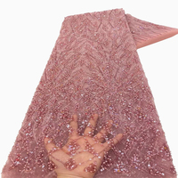 Tissu de dentelle de mariage brodé de sequins NI.AI en polyester avec perles scintillantes et sequins, magnifique tissu de dentelle nuptiale