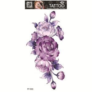 Adesivo tatuaggio temporaneo impermeabile colorato con fiori, mezza manica, rosa, tulipano, tatuaggio finto per il corpo, per donne, tatuaggio floreale per l'<span class=keywords><strong>avambraccio</strong></span> - Product Image 3