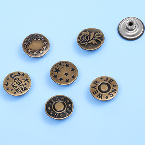 Boutons en métal pour jeans, ronds, vintage, motif étoile gravé, sans nickel, pour vêtements en denim - Product Image 4