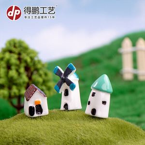 Adornos de Paisaje en Miniatura de Musgo, Casas de Resina, Molinos de Viento, Decoración Creativa para el Hogar - Product Image 1