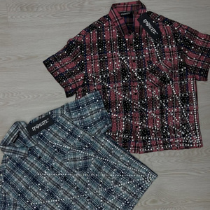 Oversize manica corta Boxy Fit tutto su di cristallo da <span class=keywords><strong>uomo</strong></span> Baggy Cropped botton up produttore Plaid Checker <span class=keywords><strong>camicia</strong></span> di flanella - Product Image 1