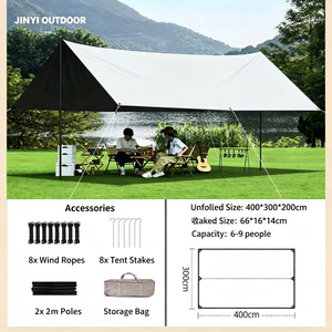 Heavy Duty Waterproof Camping Tent <b>Tarp</b> with Large Camping Awning Camping Sun Shelter Canopy for Travel Beach - Product Image 4