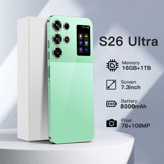 S26 Ultra 2026 Global Market Android Smart 5G Phone 16GB 1TB 7.3 Inch 7800mAh Battery 108MP Camera Unlocked Wholesale Price