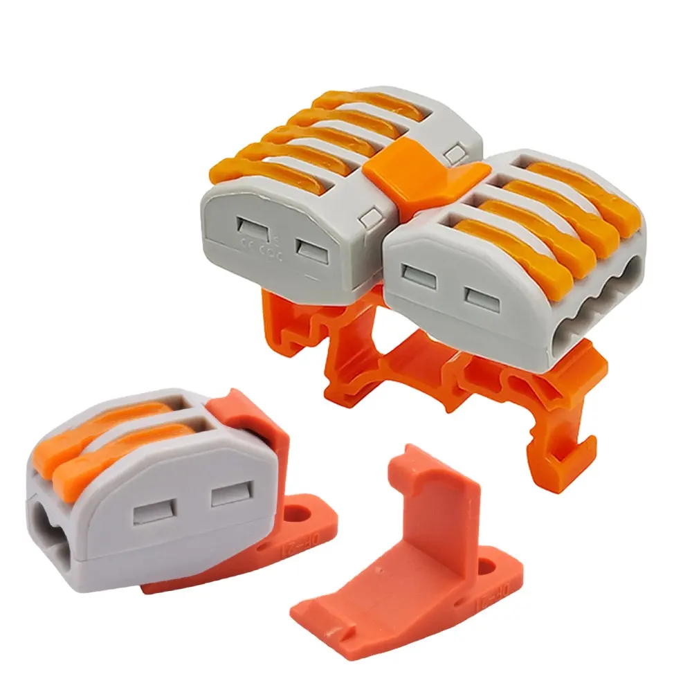 Mini 2 3 4 5 8 Pin Electric Fast Push In Din Rail Mounted Faston Terminal Blocks Micro Lever Quick Compact Cable Wire Connector