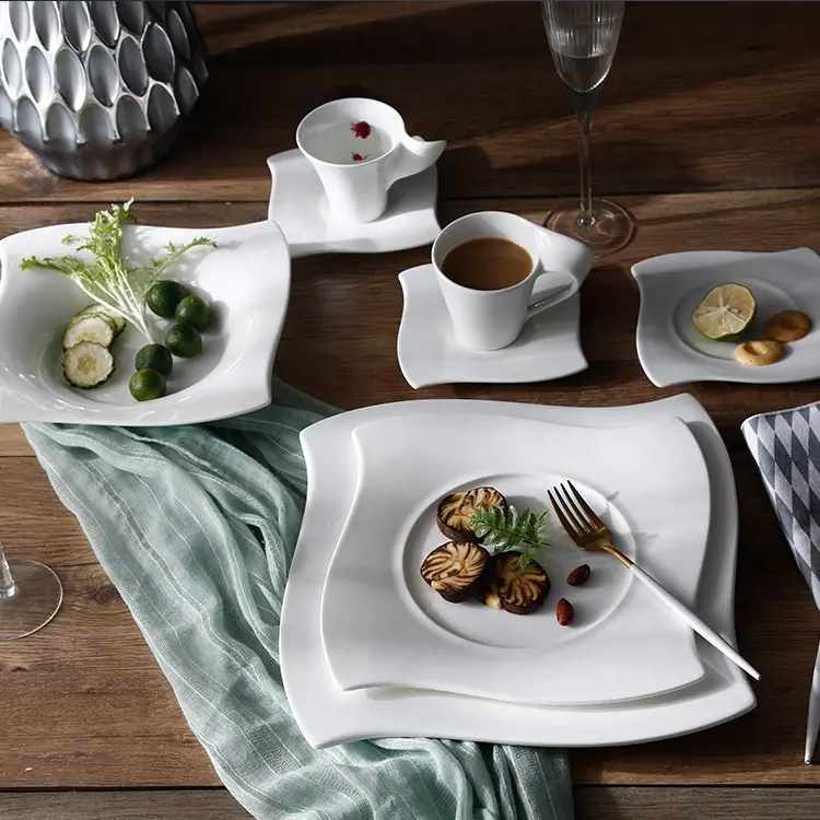 P & T Ware Vierkante Vorm Diner Set Hoge Kwaliteit Porselein Servies