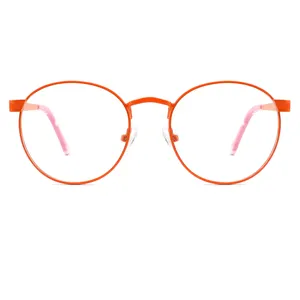 新着高品質キッズメガネフレーム子供用眼鏡温州処方光学ラウンド子供用メタルアイウェア
