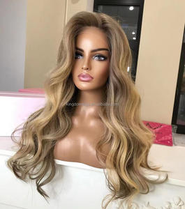 Top Grade Europese Rauwe Menselijk Haar Hoogtepunt Champagne Kleur Body Wave Hd Transparant Kant Joodse Pruik Pre Geplukt Met Baby haar - Product Image 2