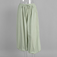 Pantalon Harem Taille Haute Femme Ample avec Cordon de Serrage, Coupe Ballon Unie, Respirant, Évasé, Anti-statique, Anti-boulochage pour l'Été
