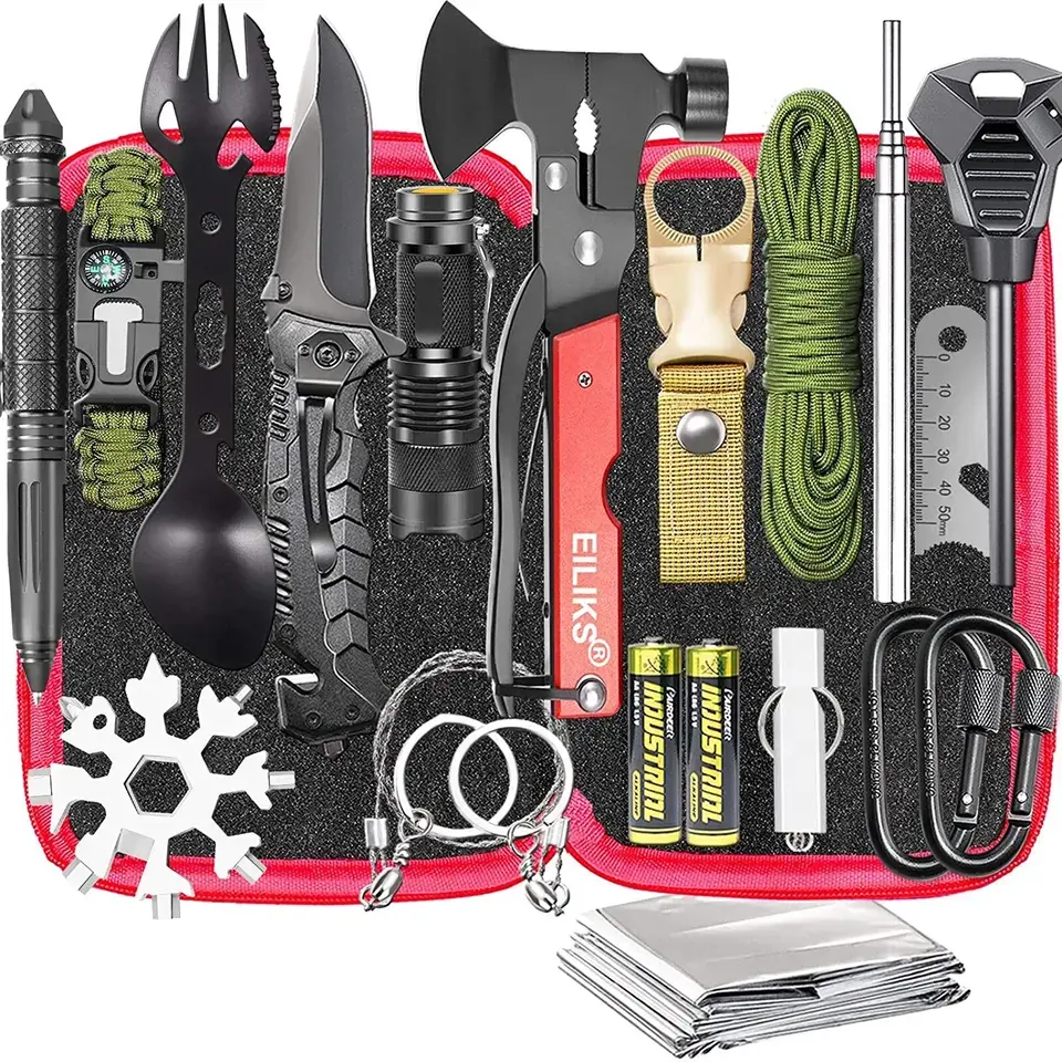 Survival Gear and Equipment Kit 20 in 1, Emergency Escape Tool with Axe, Cool Gadget Ideas for Camping Hiking Fishing Hunting